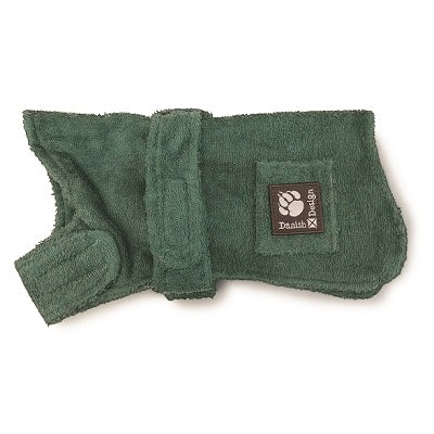 Danish Design Towelling Dog Robe Green