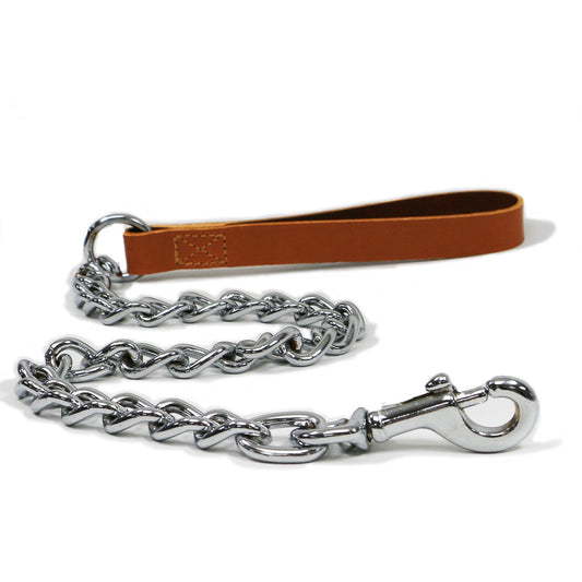 Ancol Classic Leath Chain Lead Tan