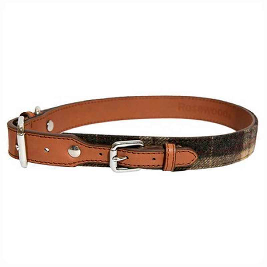 Tweed Check Leather Collar
