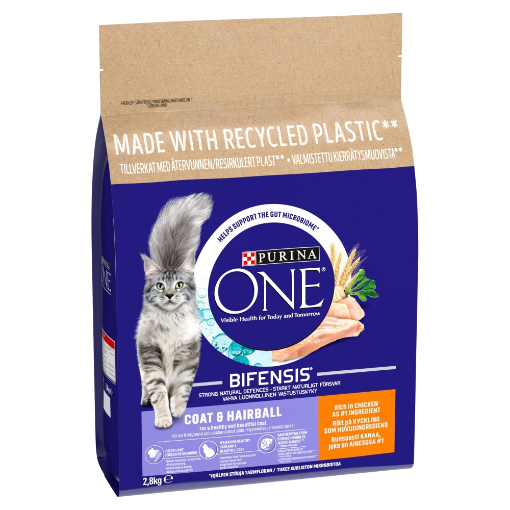 Purina One Adult Cat Coat Hair Chk 2.8kg