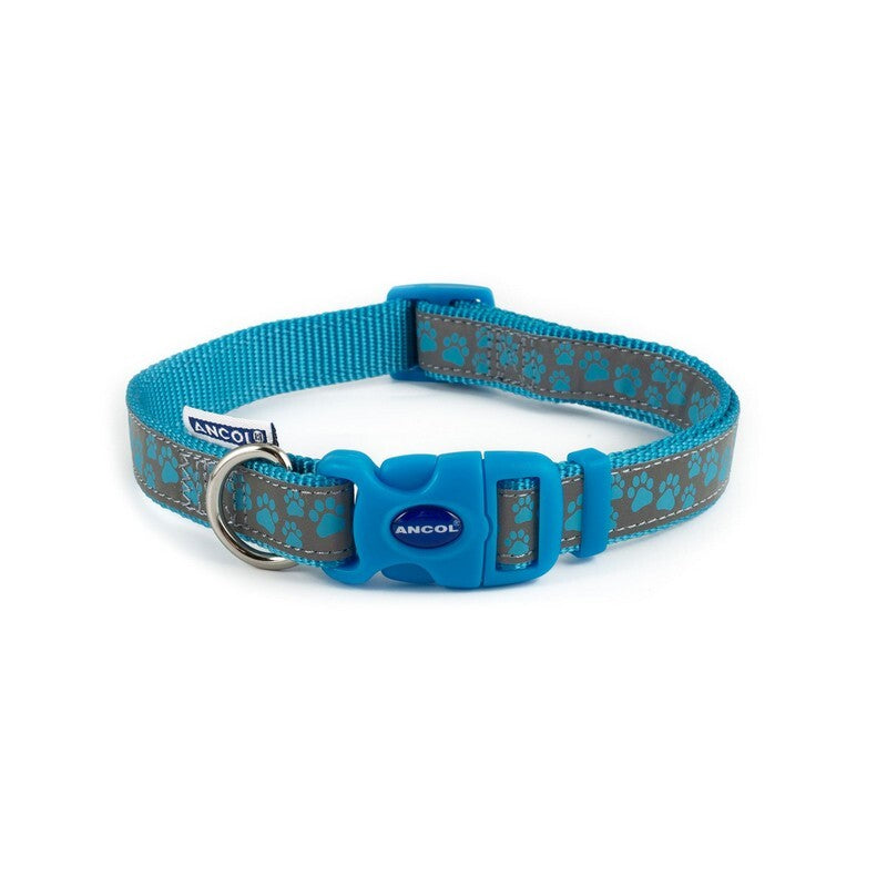 Ancol Paws Adjustable Reflective Blue Dog Collar