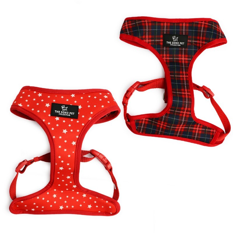 Ancol Soho Reversible Tartan/Star Red Harness