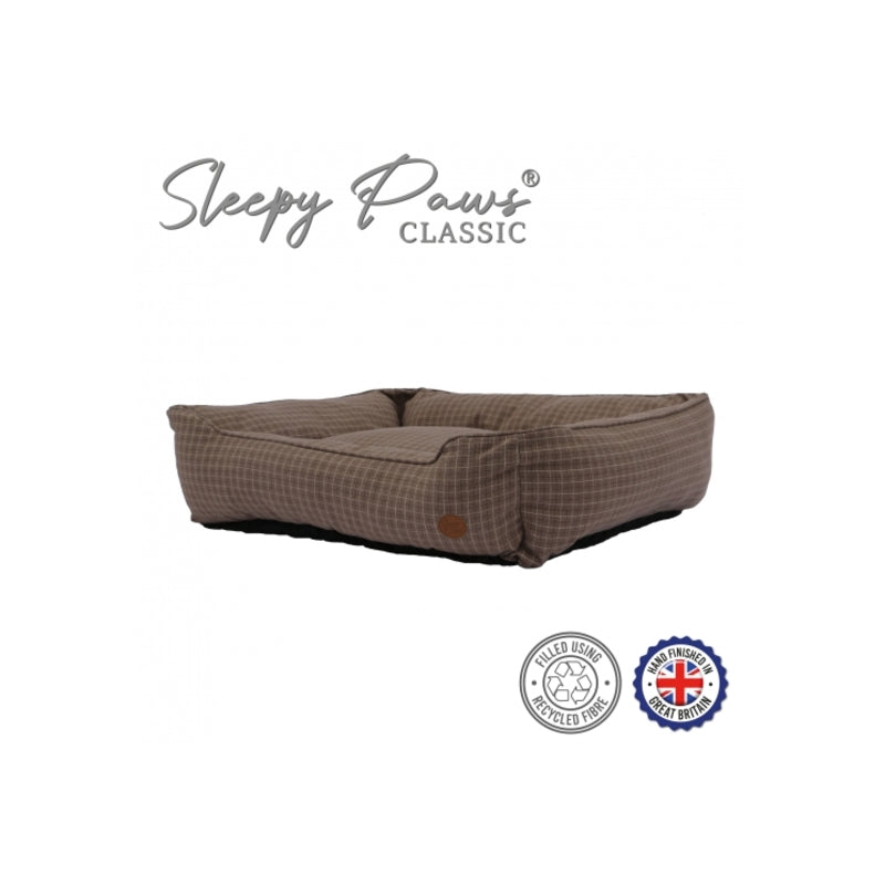 Ancol Sleepy Paws Classic Brown Check Square Bed