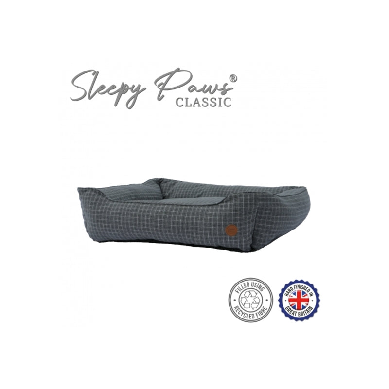 Ancol Sleepy Paws Classic Blue Check Square Bed