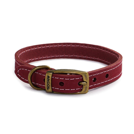 Ancol Heritage Timberwolf Raspberry Leather Dog Collar