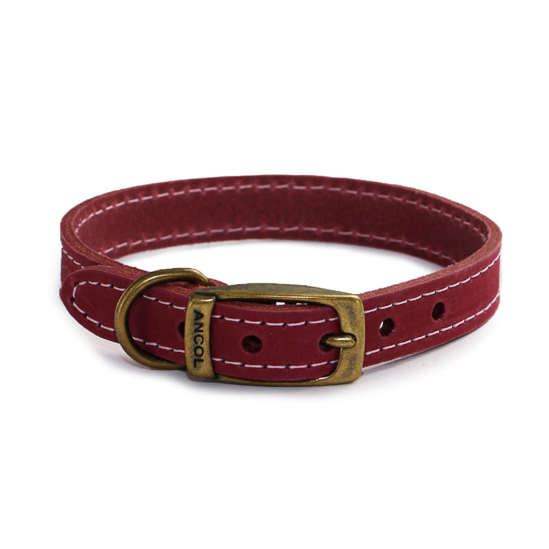 Ancol Heritage Timberwolf Raspberry Leather Dog Collar
