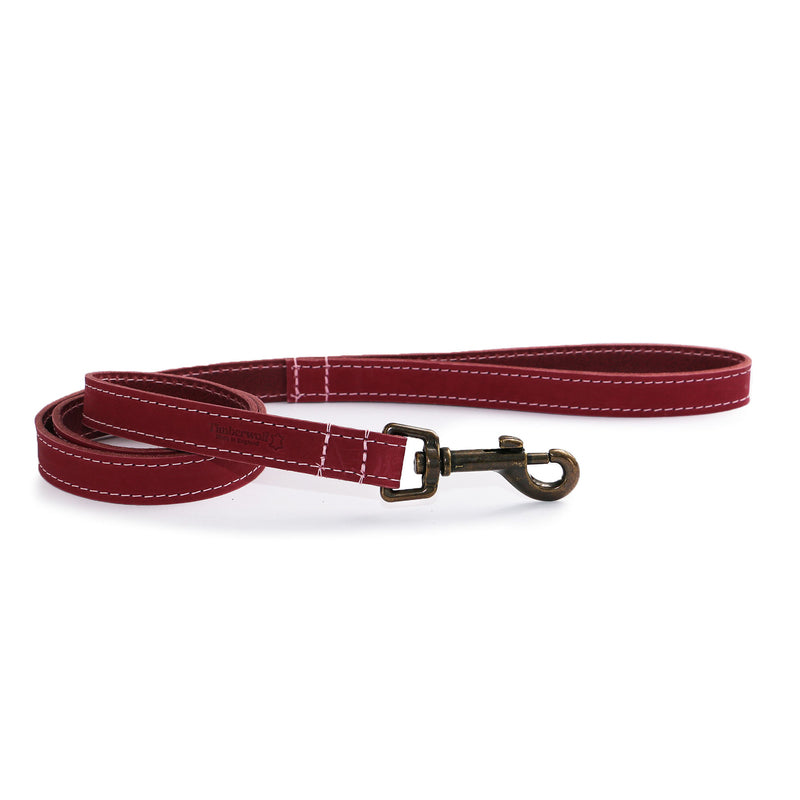 Ancol Heritage Timberwolf Leather Dog Lead Raspberry