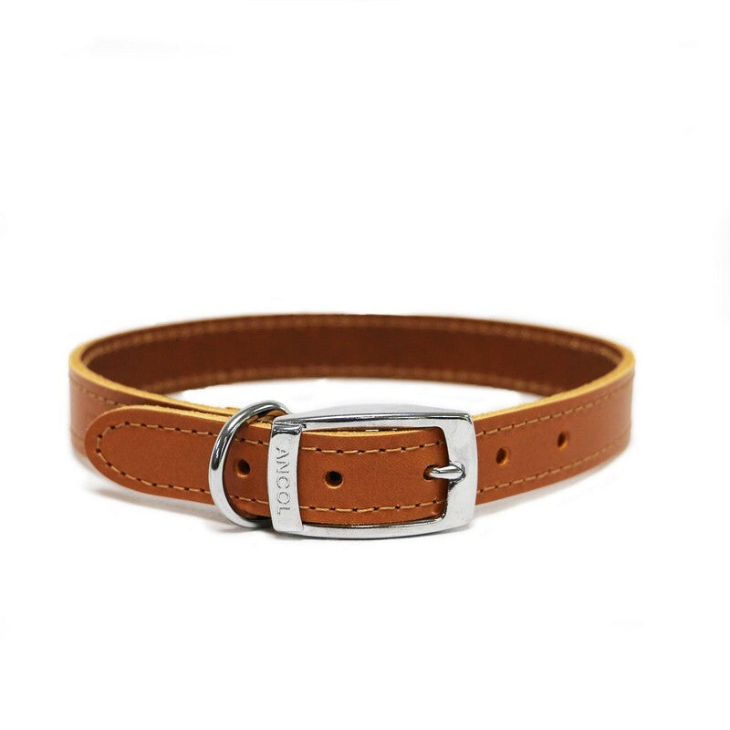 Ancol Classic Tan Sewn Leather Dog Collar
