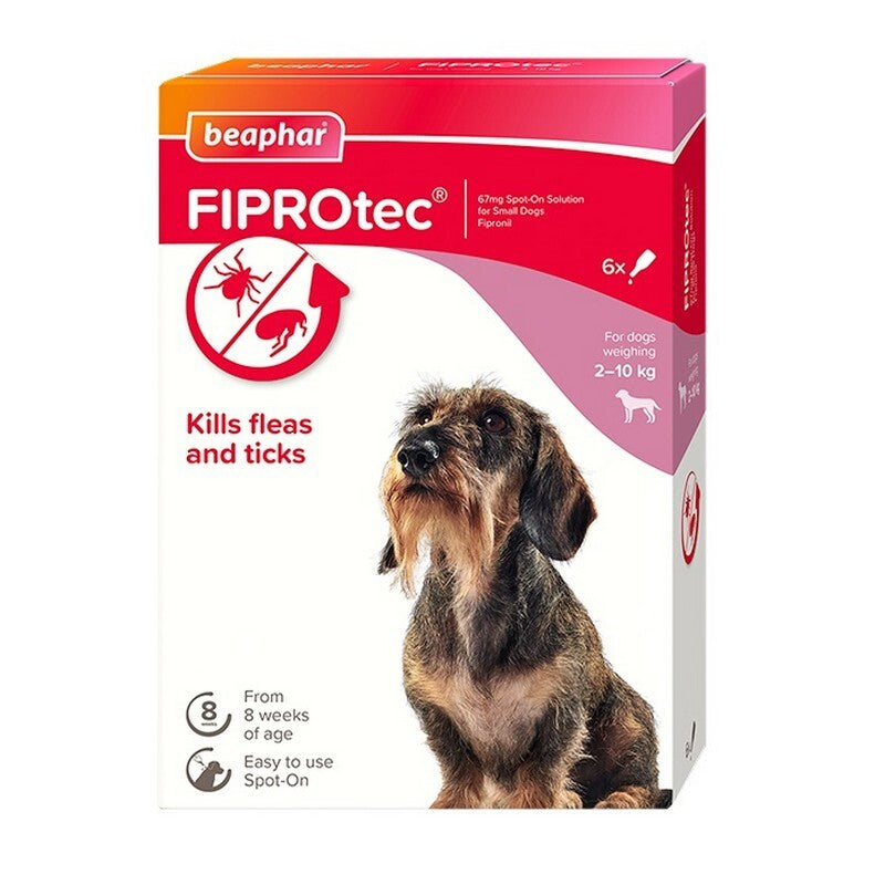 Beaphar FIPROtec Flea & Tick Spot On for Small Dogs (2-10kg) 6 pipettes x 6