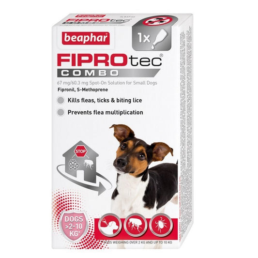 Beaphar FIPROtec COMBO Flea & Tick Spot On for Small Dogs 1 pipette x 6