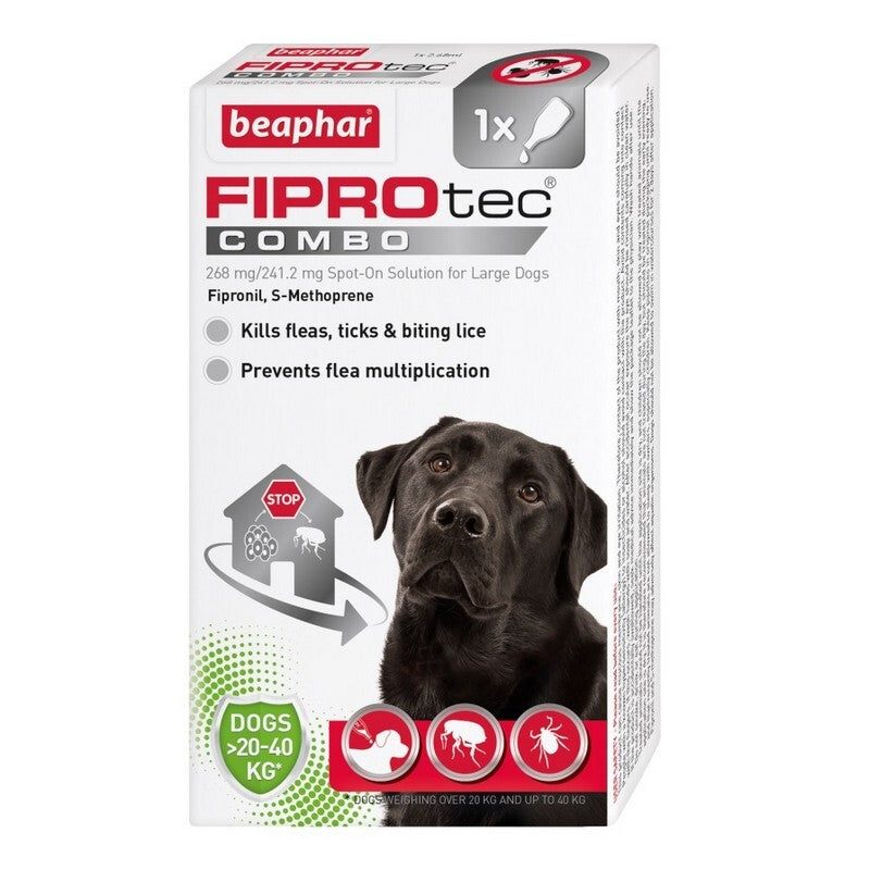 Beaphar FIPROtec COMBO Flea & Tick Spot On for Large Dogs 1 pipette x 6