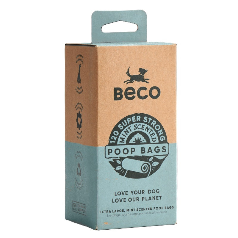 Beco Poop Bags Mint Scented Bags 15 bags per Roll x 8 Rolls x 24