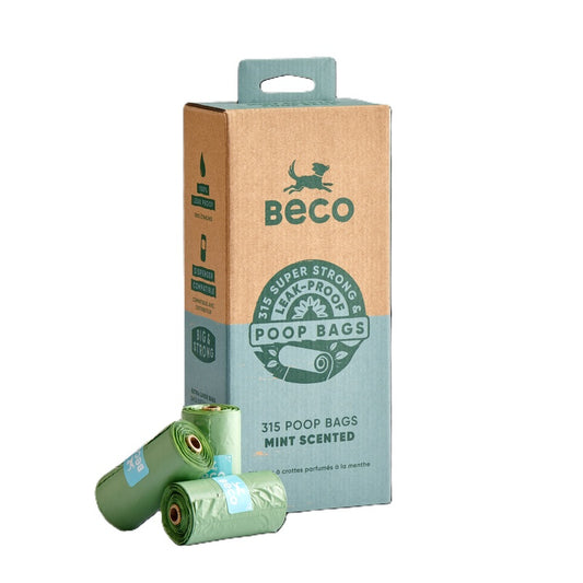 Beco Poop Bags Mint Scented Bags 15 bags per Roll x 21 Rolls x 12
