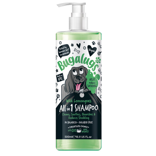 Bugalugs Wild Lemongrass All in 1 Shed Control Dog Shampoo 500ml