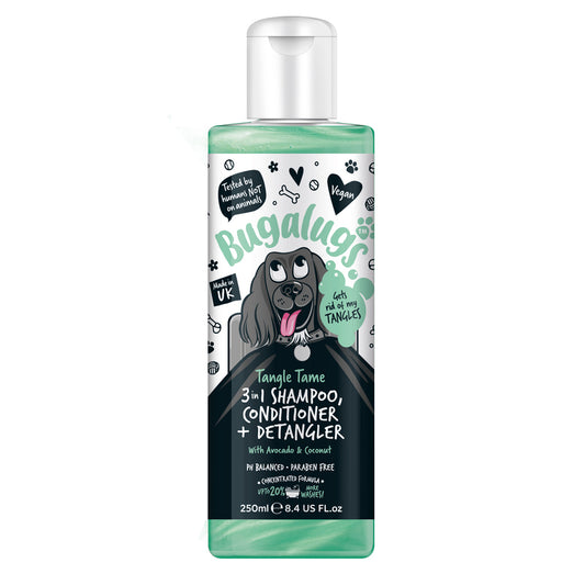 Bugalugs 3 in 1 Raspberry & Lemon Dog Shampoo & Conditioner & Detangler 250ml