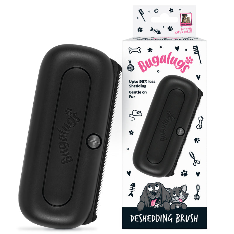Bugalugs Deshedding Brush in Black for Dogs, Cats, Horses & Other Pets