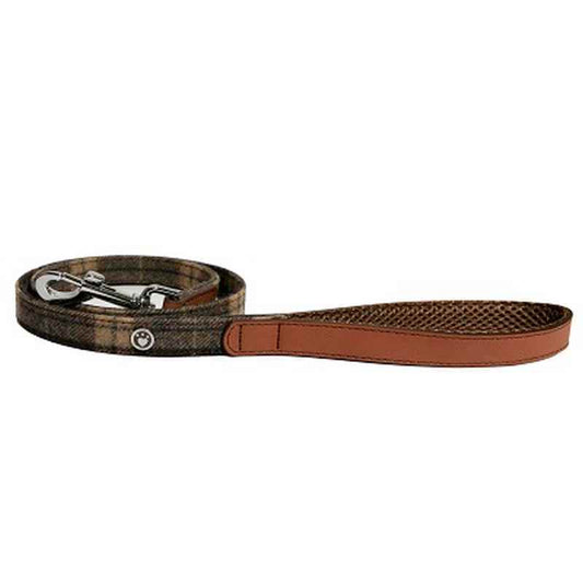 Tweed Check Leather Lead 40 x 3/4