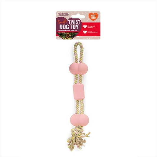 Rosewood Tough Twist BBQ Flavour Rubber & Rope Bone x 4
