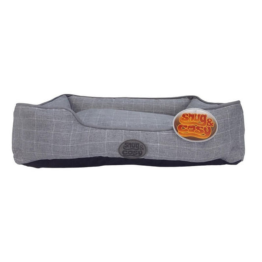 Snug & Cosy Grey Square Check Dog Bed 91cm