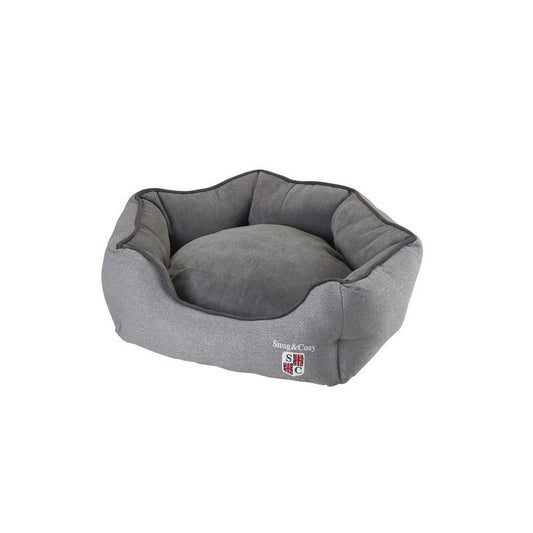 Snug & Cosy Bolster Plain Grey Oval Bed 92cm