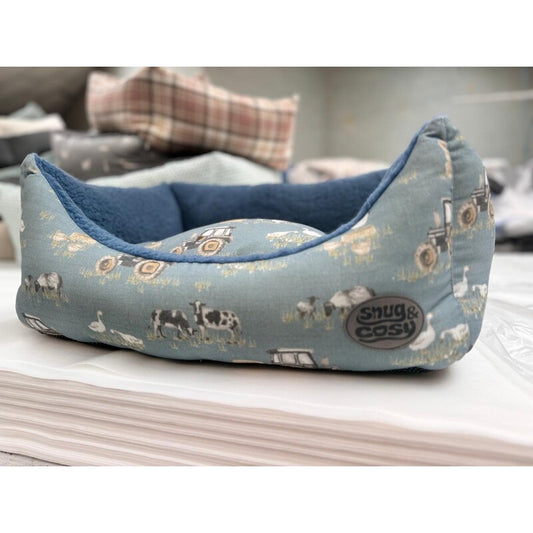 Snug&Cosy Farmyard Blue Rectangle 107cm