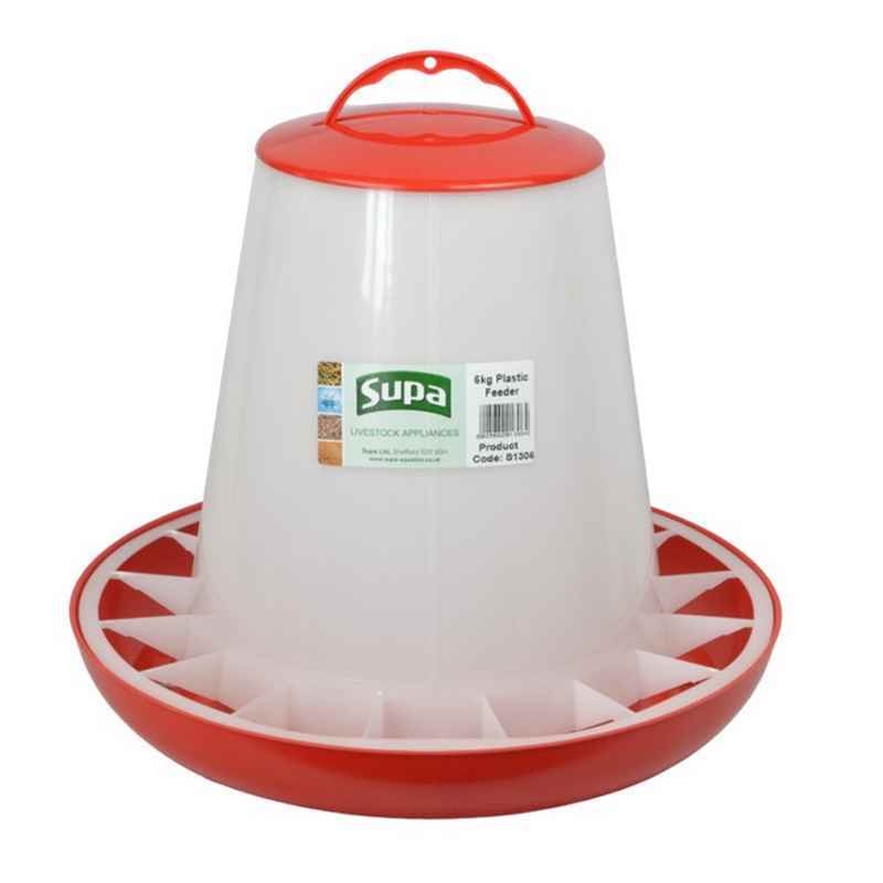 Supa Red & White Poultry Feeder