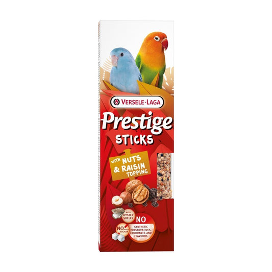 Versele Laga Prestige Sticks Small Parrots with Nuts & Raisin Topping 60g x 10
