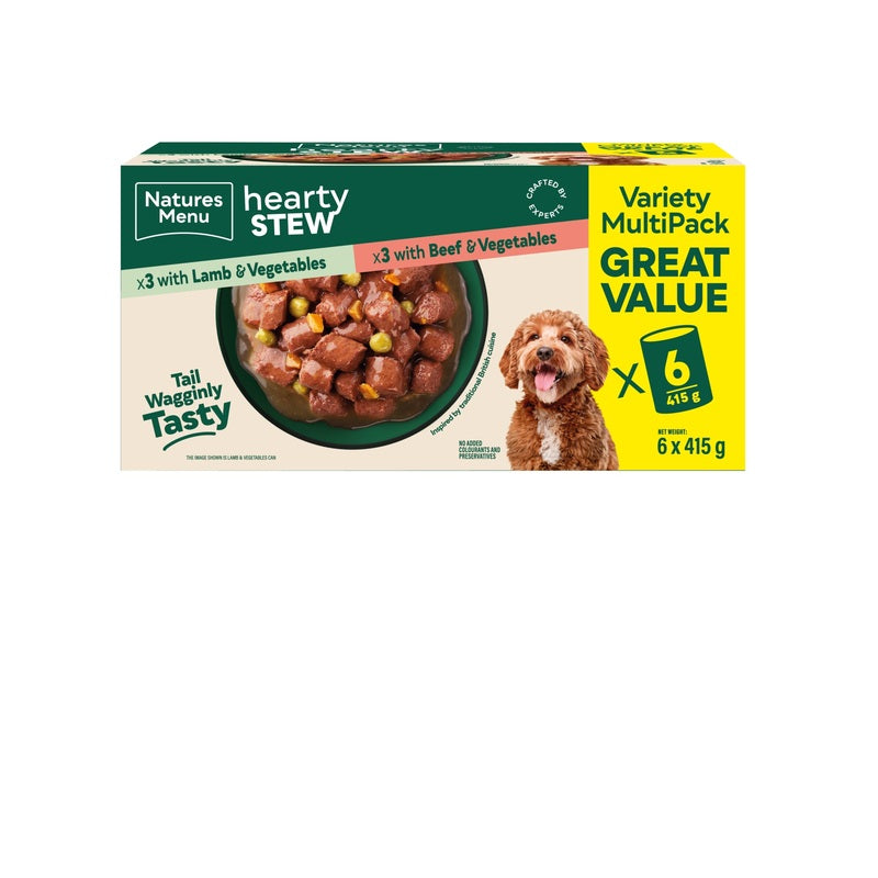 Natures Menu Hearty Stew Variety Multipack Lamb Beef Dog Food 415g x 6