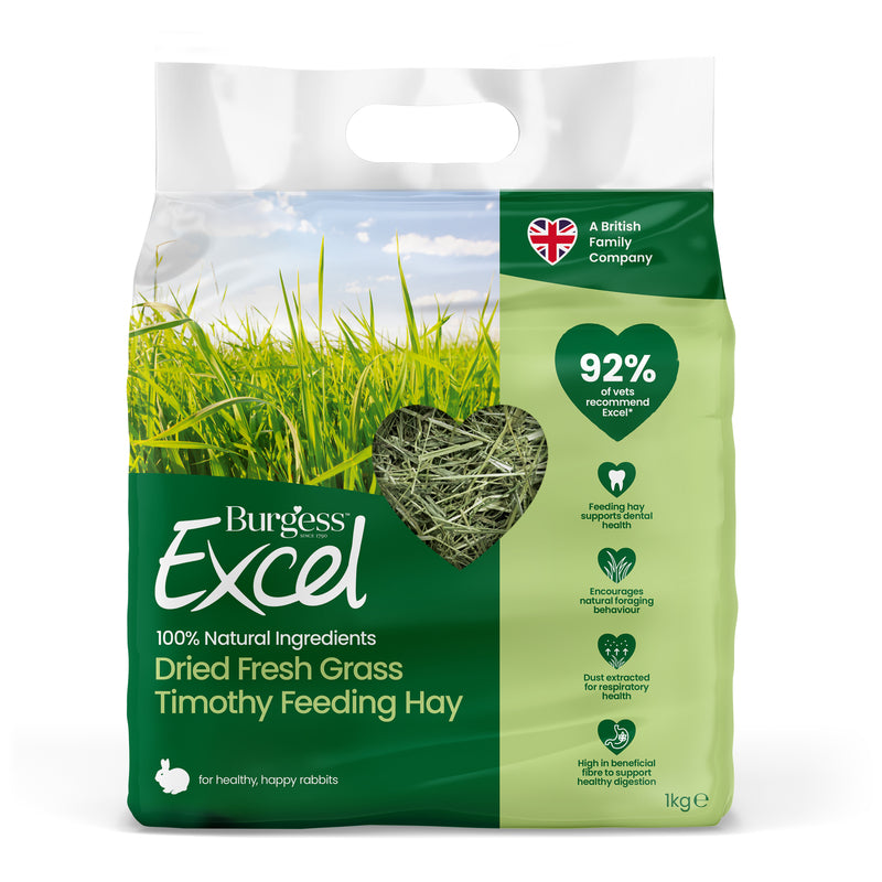 Burgess Excel Dried Fresh Grass Timothy Feeding Hay 1kg x 4