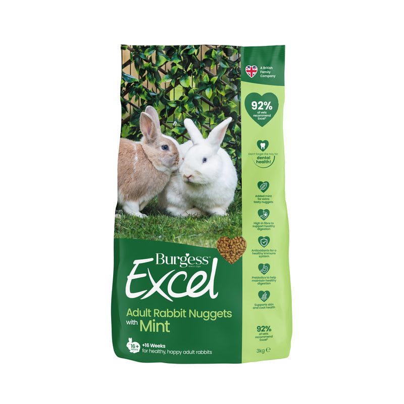 Burgess Excel Adult Rabbit Nuggets Mint 3kg x 4