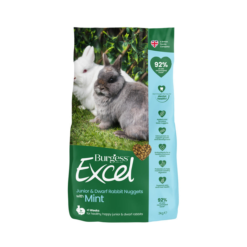 Burgess Excel Junior & Dwarf Nuggets Mint 3kg x 4