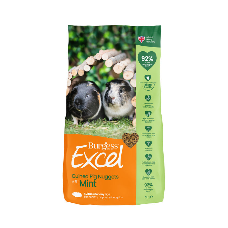 Burgess Excel Guinea Pig Nuggets Mint 3kg x 4