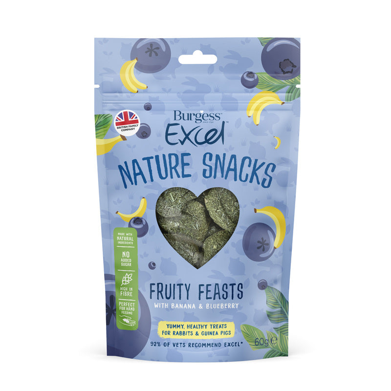 Burgess Excel Nature Snacks Fruity Feasts 60g x 8