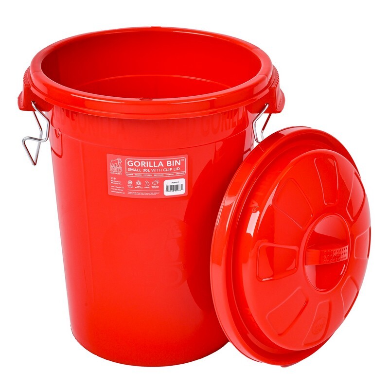 Red Gorilla Bin with Clip Lid Red