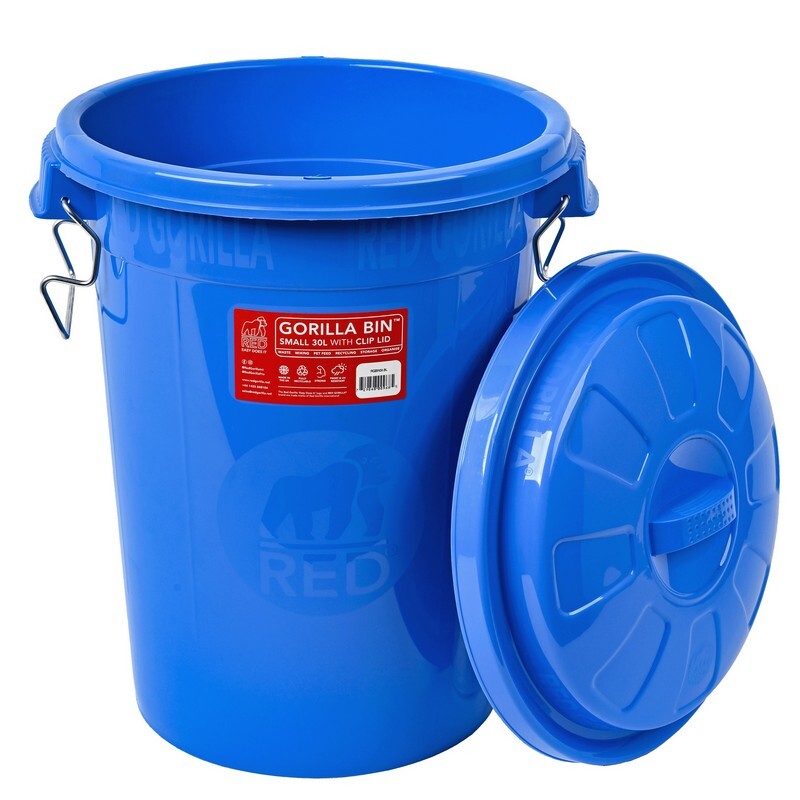 Red Gorilla Bin with Clip Lid Blue