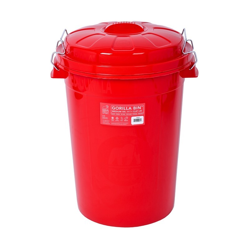 Red Gorilla Bin with Clip Lid Red