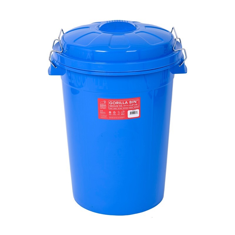 Red Gorilla Bin with Clip Lid Blue