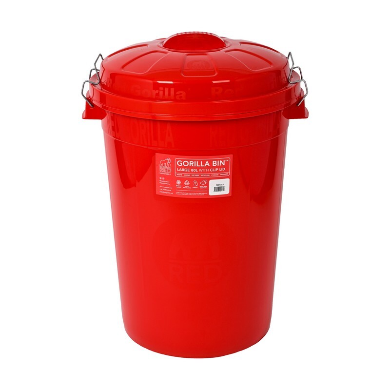 Red Gorilla Bin with Clip Lid Red