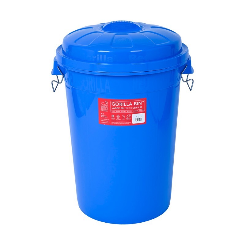 Red Gorilla Bin with Clip Lid Blue