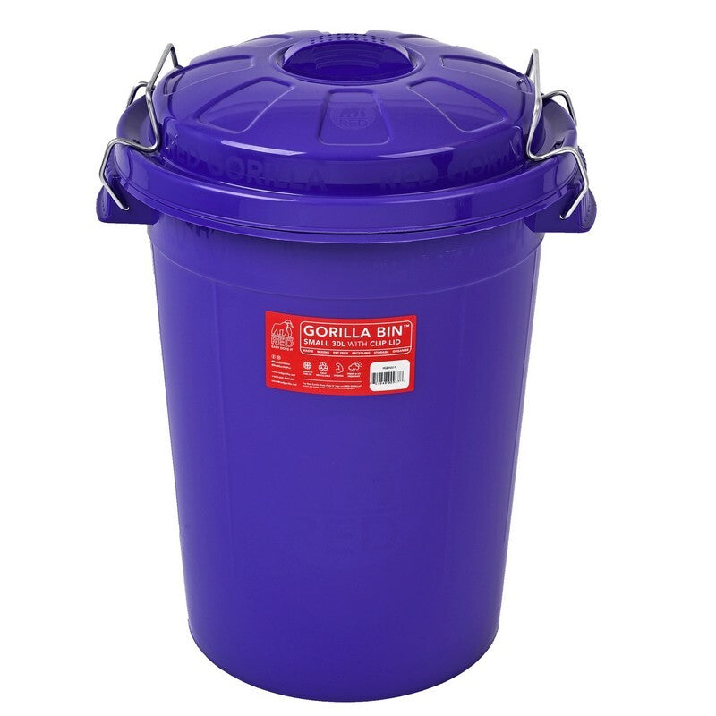 Red Gorilla Bin with Clip Lid Purple