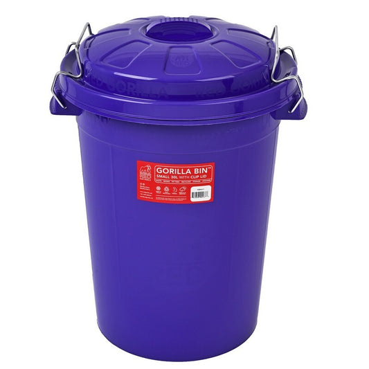 Red Gorilla Bin with Clip Lid Purple