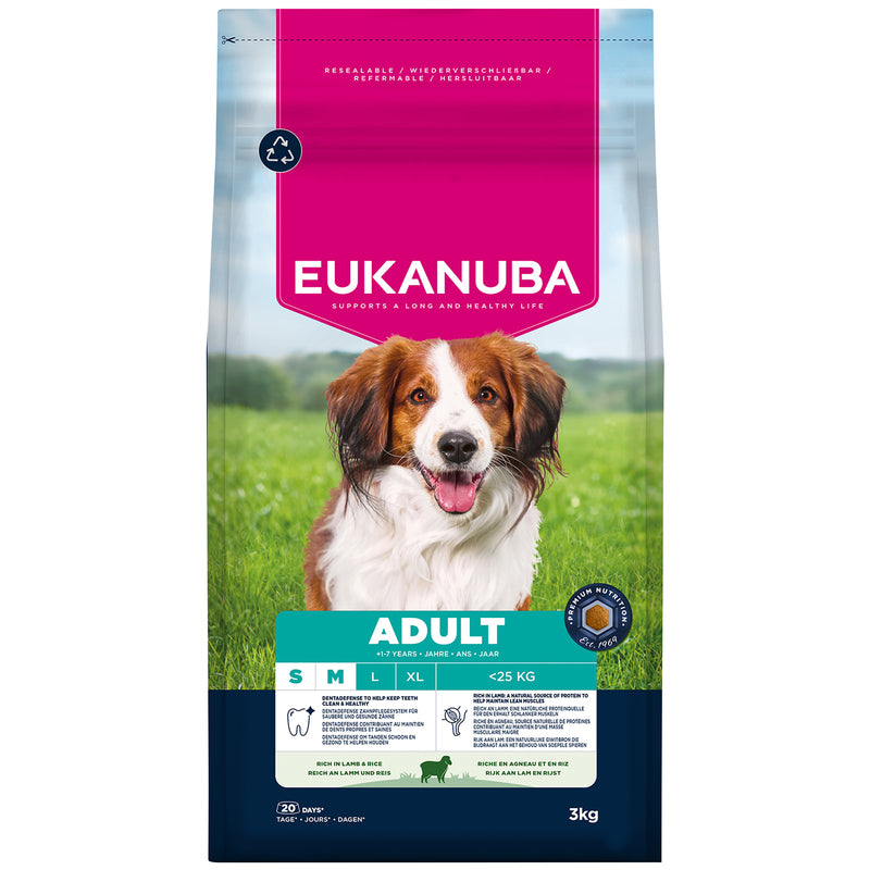 Eukanuba Adult Small Medium Breed Lamb & Rice 3 kg x 3