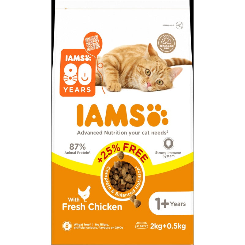 Iams Cat Adult with Chicken 80th Birthday + 25% 2.5kg
