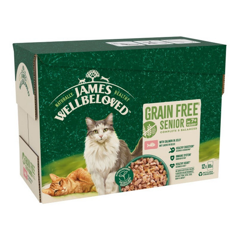 James Wellbeloved Senior Grain Free Salmon in Jelly Pouches 85g x 12 x 4