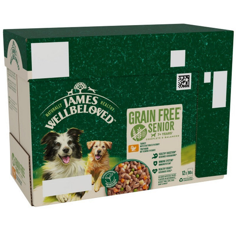 James Wellbeloved Senior Grain Free Turkey in Gravy 90g x 12 x 4