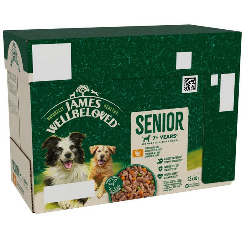 James Wellbeloved Senior Turkey in Gravy Pouches 90g x 12 x 4