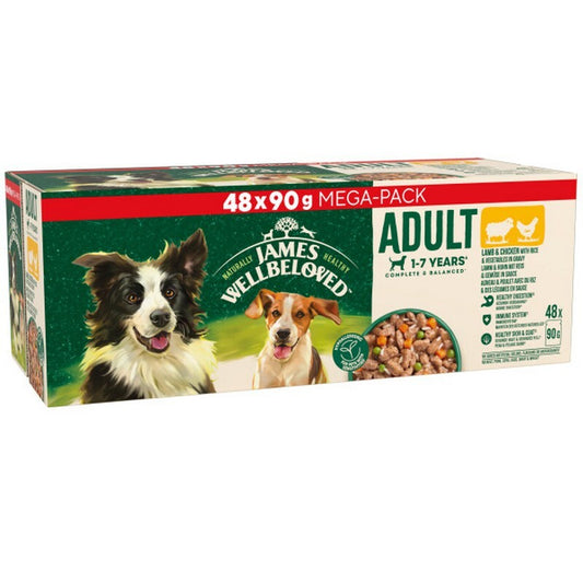 James Wellbeloved Adult Lamb Chicken in Gravy 90g x 48
