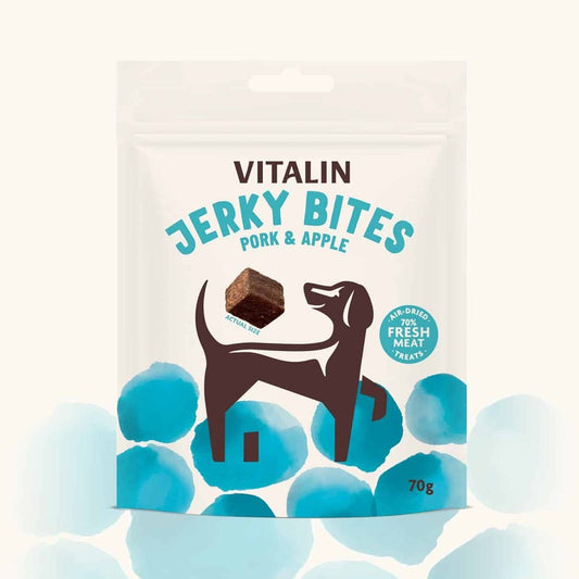 Vitalin Jerky Bites Pork & Apple Treats 70g x 6