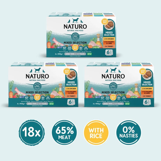 Naturo Senior Variety with Rice & Veg Trays 400g x 6 x 3
