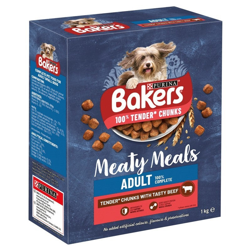Bakers Complete Meaty Meals Adult with Beef 1kg x 5